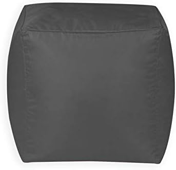 Bean Bag Bazaar Cube - Slate Grey, 38cm x 38cm - Indoor Outdoor, Water Resistant Footstool Pouffe