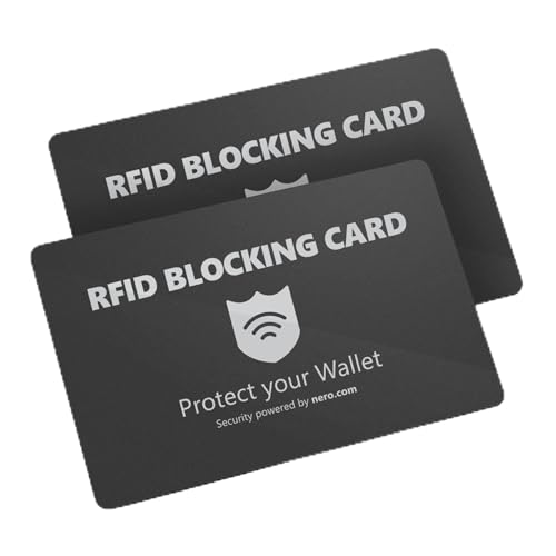 Nero RFID Blocker Karten Doppelpack | NFC Schutz & Datendiebstahl-Prävention | 2 Stück | RFID Blocking Cards für Geldbörse Kreditkarte Ausweis & Reisepass | Schwarz