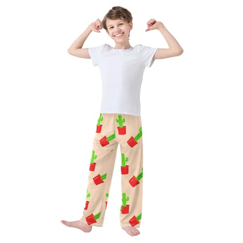 J JOYSAY Potted Cactus Plant Beige Pajamas Pants Soft Long Pajama Bottoms Lounge Sleep Pants Size S-XL3
