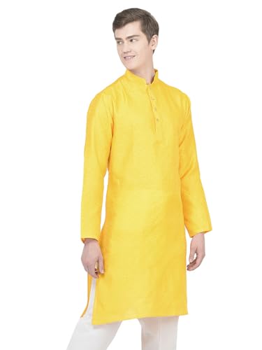 Image of SG LEMAN Knee Length Solid Kurta for Men | Silk | Long Sleeve | Ethnic Wear for Men | Party and Weeding wear Kurta