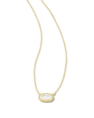 Kendra Scott Grayson Stone Pendant Necklace in Ivory Mother Of Pearl, 14k Gold-Plated Brass, Fashion Jewelry for Women