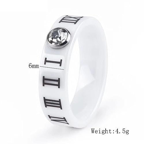 Bagues en céramique chiffres romains de 6mm pour couples - 4