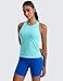 CRZ YOGA Seamless Workout Tank Tops for Women - Athletic Running Gym Sleeveless Shirts Crewneck Racerback Breathable Turquoise X-Small