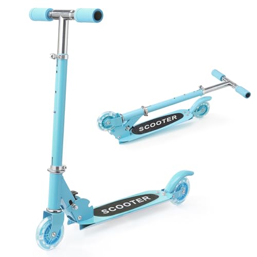 ADUBENRY Scooters for Kids Ages 3-5, 2 Wheel Kids Scooter with 3 Adjustable Height Handlebars for Boys & Girls and up to 240 Lbs Blue