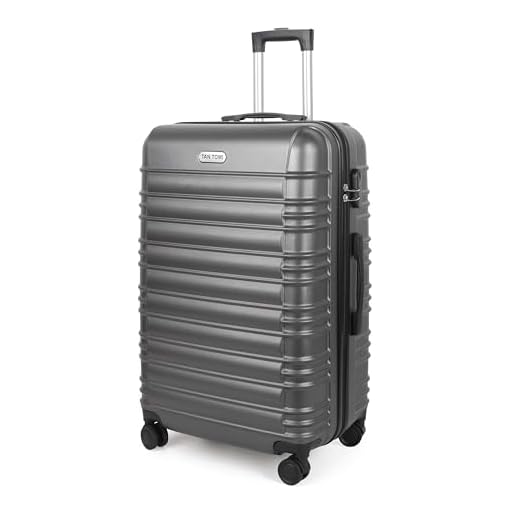 MoFut Koffer Groß, Hartschalenkoffer aus ABS, Trolley, Reisekoffer mit 4 drehbaren Rollen (360°), 3-stelliges Zahlenschloss und Aluminium-Teleskopgriff (XL – 95L, Dunkelgrau)