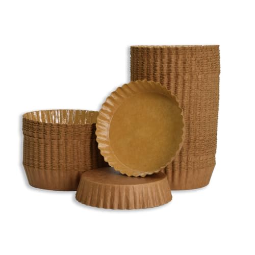 JAK Industrial 85 Count - 8 Ounce Mini Decorative Disposable Tart Pans – Disposable Paper Baking Molds for Serving and Baking with Nonstick Coating  