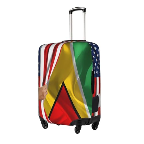 Travel Luggage Cover America Flag And Guyanese Flag Fashion Washable Baggage Suitcase Protector Fit For Luggage Large2