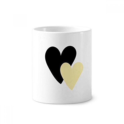 Porte-stylo brosse à dents tasse blanche double coeur DIYthinker en céramique multicolore