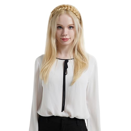 STHEJFB Faixa de cabeça trançada larga com argola acessórios de cabelo fashion elástico antiderrapan