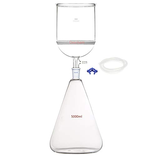 5000ml,24/40,Lab Glass Vacuum Suction Filter Kit,2L Buchner Funnel & 5L Erlenmeyer Flask