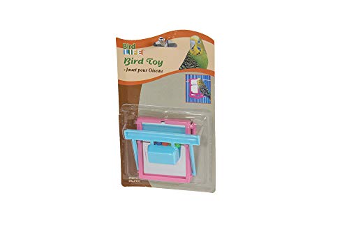 Image of Penn-Plax Bird Life - Landing Perch with Mirror and Beads - Perfect for Parakeets, Finches, and Other Small Birds (BA504)
