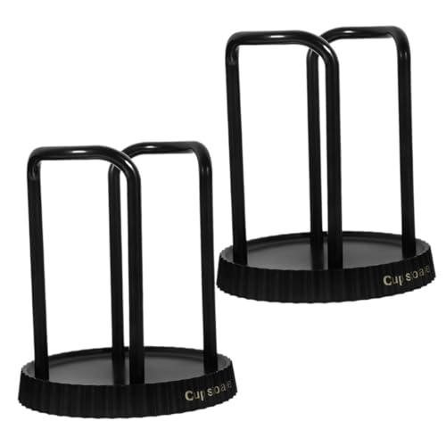FONDOTIN Portabicchieri Da Caffè e Organizer Per Bicchieri Di Carta Per Piano Di Lavoro in Abs Nero Design Apribile, Dispenser Per Bicchieri Monouso, Set Da 2 Pezzi, Per Casa, Ufficio e Bar