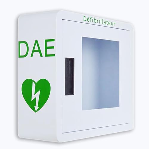 YHUEGH Caja de Alarma de desfibrilación cardíaca, gabinete de Almacenamiento de desfibrilador DEA montado en la Pared, Estuche de Primeros Auxilios de Acero con Sistema de Alarma, para Oficina, hogar
