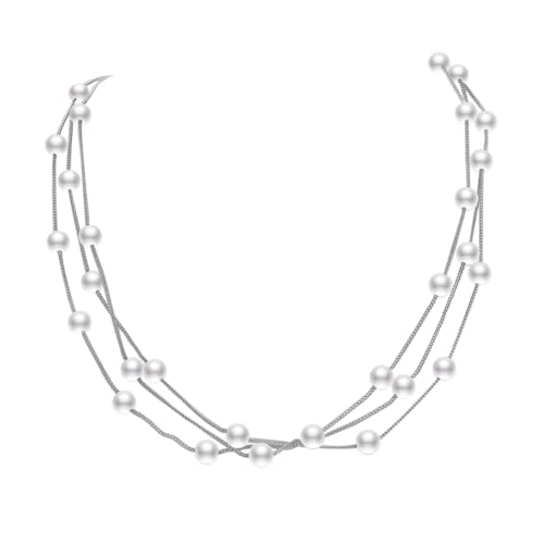 Collier ras-du-cou en perles synthétiques Aleasha or rose pour femme 45 cm
