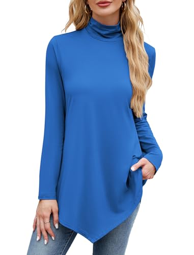 Image of JUSTFASHIONNOW Turtle Neck Shirts for Women Long Sleeve Fall Tunic Tops