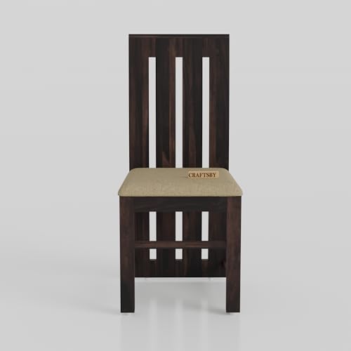 Image of 57 Inch Length Solid Sheesham Wood 6 Seater Dining Table Set | Six Seater Dinner Table with 6 Cushions High Chairs | Dinning Table Set 6 Seater for Living Room | Table & Chair,Walnut Finish