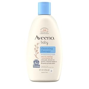Aveeno Baby Cleansing Therapy Moisturizing Baby Body Wash with Natural Oatmeal & ProVitamin B5, Gentle Tear-Free Baby Bath Wash for Sensitive & Eczema-Prone Skin, Hypoallergenic, 8 oz