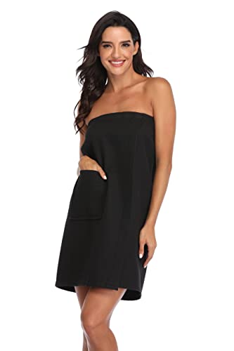 North Bund Women's Waffle Wrap Robes Spa Bath Knee Length Lightweight Short Bathrobe with Adjustable Closure Black North Bund Women's Waffle Wrap Robes Spa Bath Knee Length Lightweight Short Bathrobe with Adjustable Closure Black