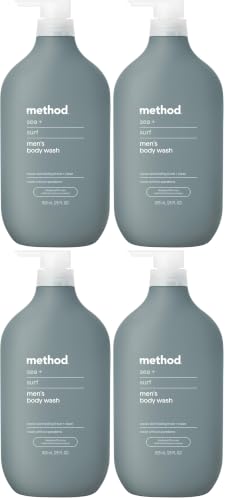 Method Men’s Body Wash, Sea + Surf Scent, 28 Fl Oz (Pack of 4)