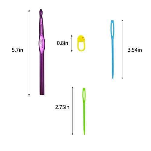 Large Size 6.5mm 7.0mm 8.0mm 9.0mm 10.0mm 12.0mm Crochet Hooks Aluminum Crochet Hooks Set with Crocheting Accessories
