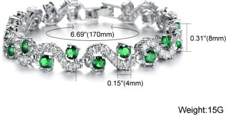 Crystalline Azuria Women 18ct White Gold Plated Round Green Simulated Emerald Zirconia Crystals Set Pendant Necklace 17.7 inches Stud Earrings Bracelet - Image 5