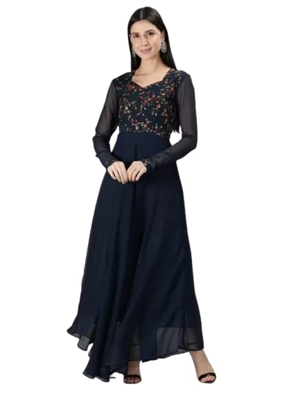 Image of Rainbow Creations Women's Georgette Traditional Ethnic Long Gown