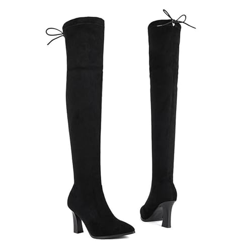 Bottes élastiques à talons hauts au-dessus du genou pour femme mode hiver