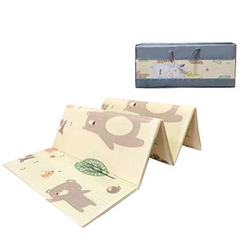 Mamabrum Baby Spielmatte 195 x 176 cm mit Teddybär & Pferde Motiv - XPE-Schaumstoff, ungiftig, wasserdicht & rutschfest - Krabbelmatte für Babys & Kleinkinder
