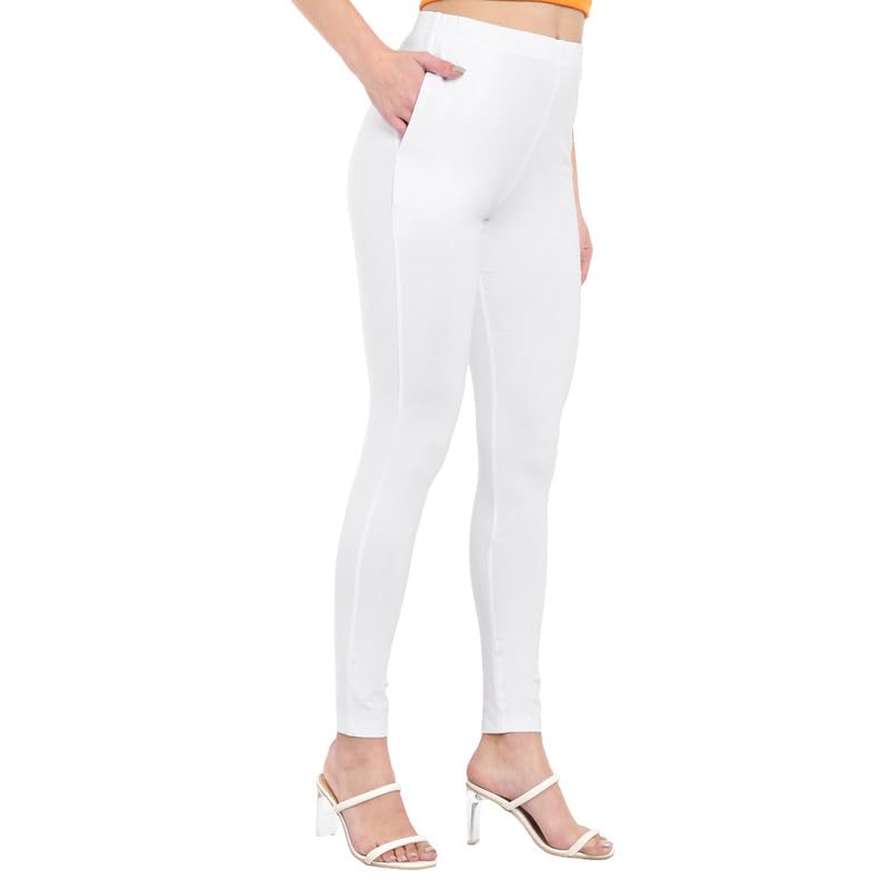 Image of ONE SKY Women Full Length Leggings | Cotton Modal Spandex Blend | High Waist Stretchable & Bio-Washed Fabric | Colour-Lock Technology | Comfortable Leggings for Women
