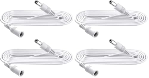 Security-01 2-Pack 1m DC Power Verlängerungskabel, Stecker 5.5mm x 2.1mm, unterstützt DC 5V 6V 9V 12V 24V, für Sicherheitskameras, DVR, Router, Drucker, LED Strip, Weiß (Packung mit 2)