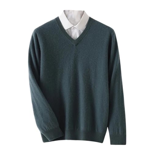 Mens V Neck 100 Percent Cashmere Pullover Long Sleeve Solid Color Soft Business Casual Sweater