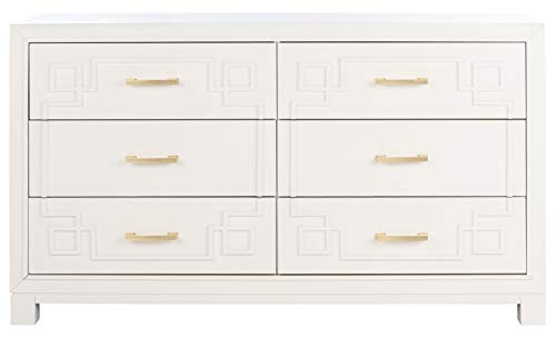 Safavieh Couture Home Collection Raina Greek Key 6-Drawer Dresser, White/Gold #TOP3