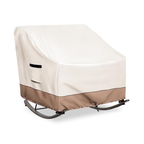 Outdoor Rocking Chair Cover, Heavy Duty Waterproof Papasan Chair Cover with Split Zipper, Easy to use, Beige