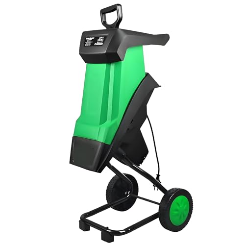 AityBuy Electric Wood Chipper Garden Shredder,2400W 1.57-Inch Cutting Diameter Garden Leaf Mulcher with Wheels,Electric Branch Chipper,with 50L Collection Bag