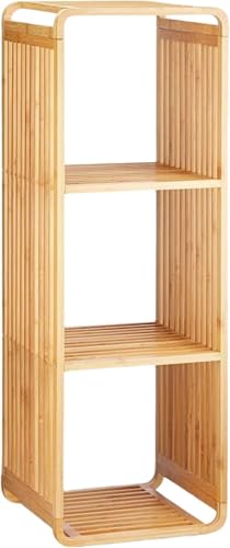 竹製 棚 オープンシェルフ サイドテーブル プラントスタンド オープンラック 本棚 飾り棚 ベッドサイドテーブル プランターラック 多機能 組み立て式 収納ラック 寝室 リビングルーム バルコニー (三層)