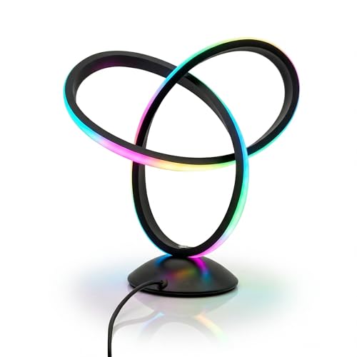 Souxgjey RGB Bedside Lamp with Remote,13 Color Changing Spiral Table Lamp, Dimmable LED Night Light with 3 Warm White Levels for Bedroom, Living Room,Nightstand,Black