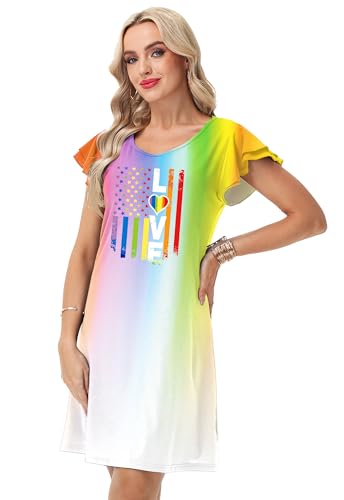 Image of AOBUTE Womens 4th of July Dress American Flag Party Dresses USA Parade Mini Dress