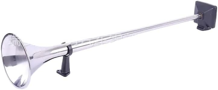Stainless Steel Air Horn 12/24V for Trucks and Passenger Cars - High Decibel Electronic Horn(Black Base)