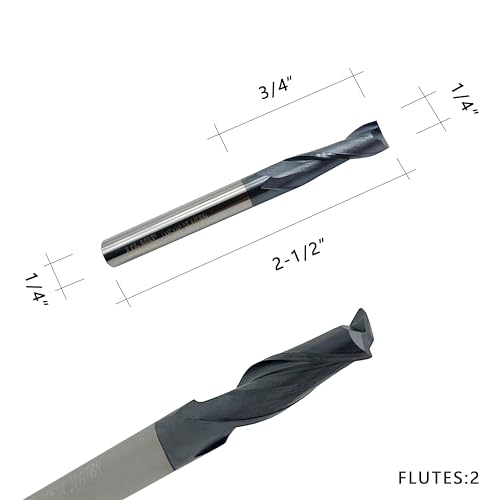 Image of Carbide Square End Mill - 2 Flute - 1 /4 inch 2T (10 Piece, 1 /4 inch) - for Milling Alloy Steels, Hardened Steel, Metal & More - Mill Bits Sets for DIYers & Professionals by LU&MN