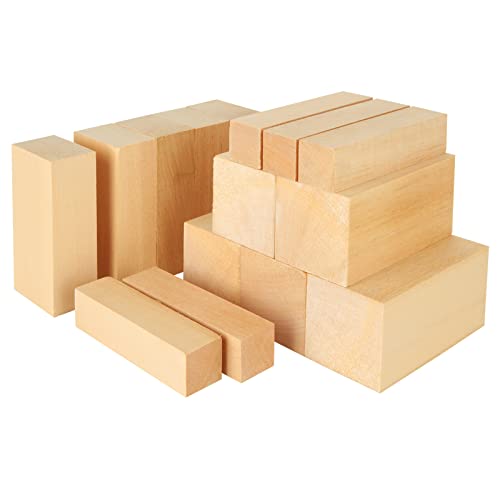 MIVIDE 15PCS 3 Size Basswood Carving Blocks, Basswood for Carving Carving Wood Blocks