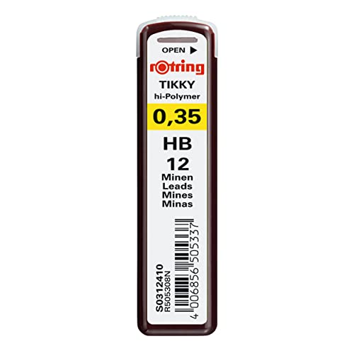 Image of Rotring Replacement Leads for Tikky Mechanical Pencils - 0.35 MM Hard Black (HB) - Pack of 10