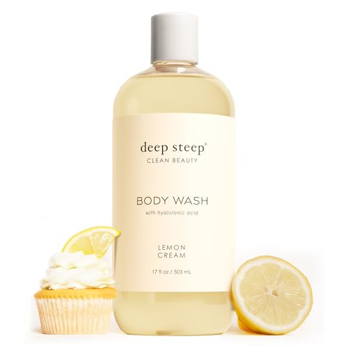 Deep Steep Lemon Cream Body Wash Hydrating Shower Gel with Hyaluronic Acid & Shea Butter for Sensitive Skin Bodywash for Women & Men 17 Fl Oz 1-Pack