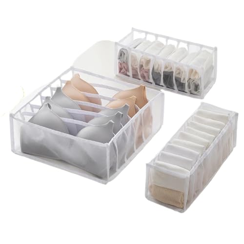 PSNKLMM Organizador de armario for ropa interior, calcetines, for el hogar, caja almacenamiento divisora, organizadores cajones, sujetador(White 3PCS)