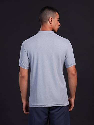 Image of TECHNOSPORT Men's Polyester Slim Fit Self-Design Short Sleeve Polo Matpiq T-Shirt with Anti Microbial, Techno Dry for Regular and Casual Use