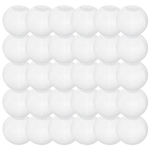 Peywot 30Pcs White Round Paper Lanterns for Home Decor, Restaurant, Church, Wedding, Birthday Party Decorations, Hanging Chinese Japanese Paper Lantern Lamps (12 Inch)