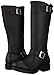 RIDETECS Mens 16in Heavy Duty Grain Oiled Leather Motorcycle Riding Boots, Black - Easy On Off, Side Zipper and Soft Toe