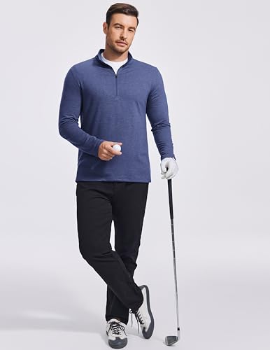 PINSPARK Men's Quarter Zip Up Pullover Mock Neck Sweatshirts Long Sleeve Golf shirts Performance Athletic Casual Workout4