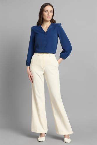 Image of Van Heusen Women Polyester Regular Fit Solid Full Sleeve Casual Shirt