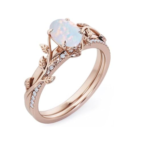 Opal Rings for Women Personalized Silver 10K 14K 18K Gold Opal Engagement Wedding Ring Bridal Set Custom Name Oval Opal Diamonds Ring 1-5 Carats2