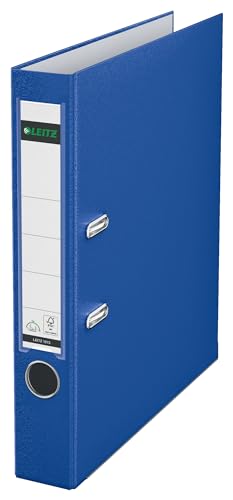 Leitz Qualitäts-Ordner 180 Plastik das Original DIN A4 Aktenordner 5 cm schmal 90% Recycling-Karton 30% Pre-Consumer Recycling-Kunststoff Mit 180 Mechanik 350 Blatt Kapazität Blau 10155068